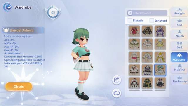 Basebal Uniform costume in Ragnarok Origin