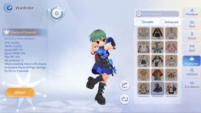 Dance of Dreams costume in Ragnarok Origin