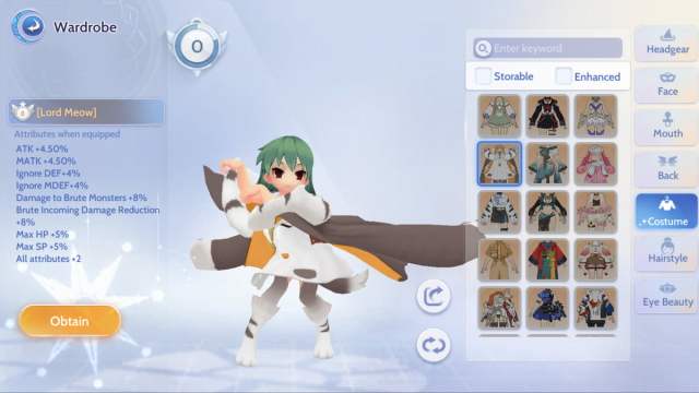 Lord Meow costume in Ragnarok Origin