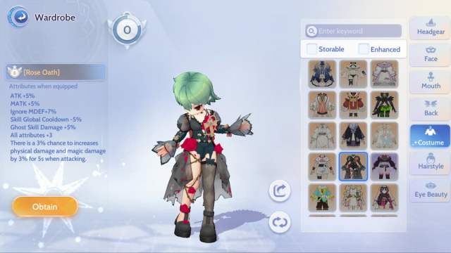 Rose Oath costume in Ragnarok Origin